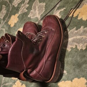 Chippewa Men's Burgundy Leather Lace-Up Work Boots